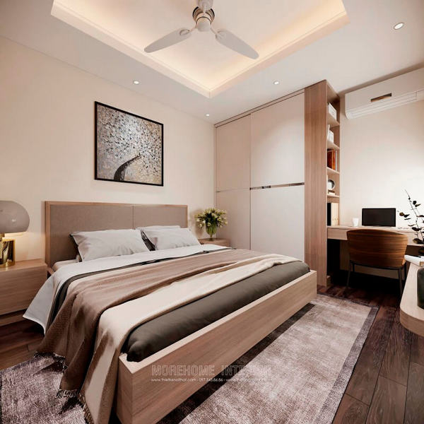 Giường ngủ chung cư được làm từ gỗ công nghiệp nhẹ nhàng mà vẫn đảm bảo độ cứng cáp, chắc chắn và có độ bền cao